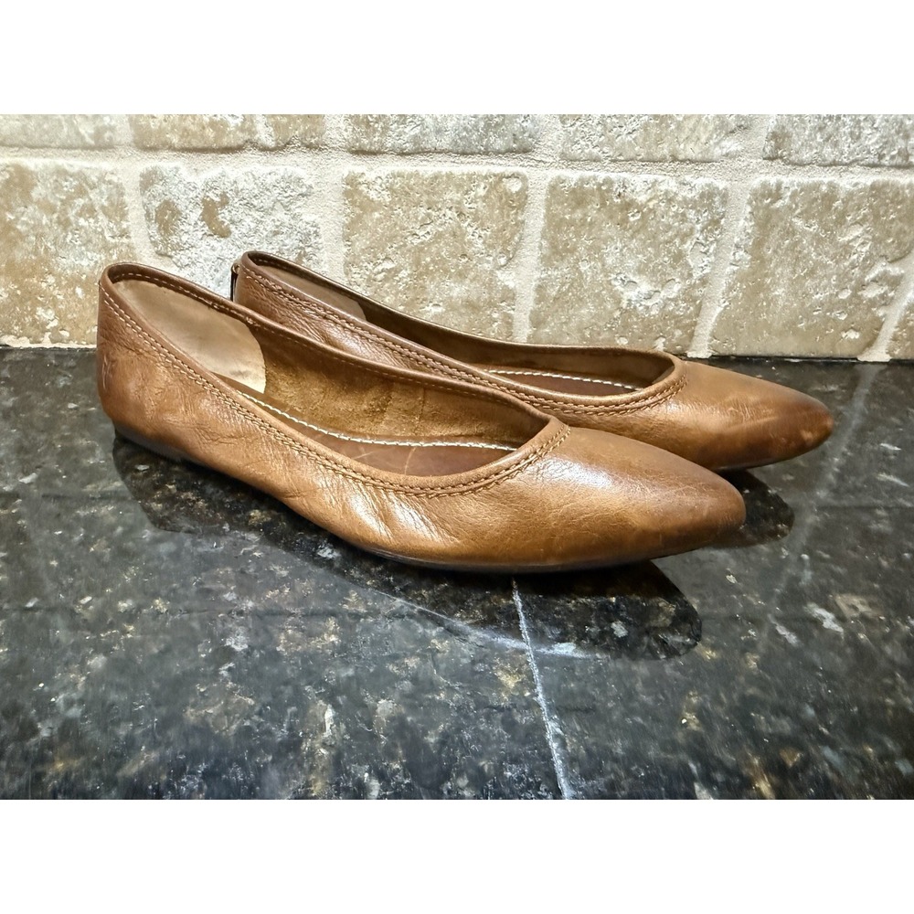 Frye Regina Womens 8.5 M Leather Ballet Flats Pointed Toe Casual Comfort Brown